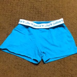Justice Girls size 14 Solid blue shorts EUC